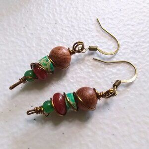 Wire Wrapped Fall Earrings - Short Stack - Lightweight + Unique - Forest Magic